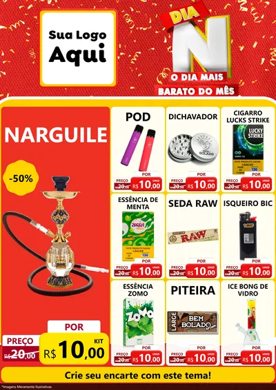 Modelo de Encarte para Encarte A4 Vertical com o tema Dia N o Dia Mais Barato do Mês para Tabacaria