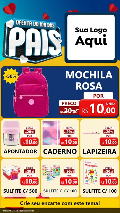 Modelo de Rede Social para Stories com o tema Oferta Do Dia Dos Pais para Papelaria