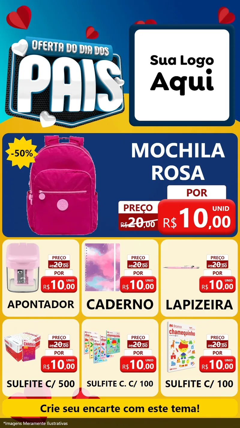 Modelo de Rede Social para Stories com o tema Oferta Do Dia Dos Pais para Papelaria