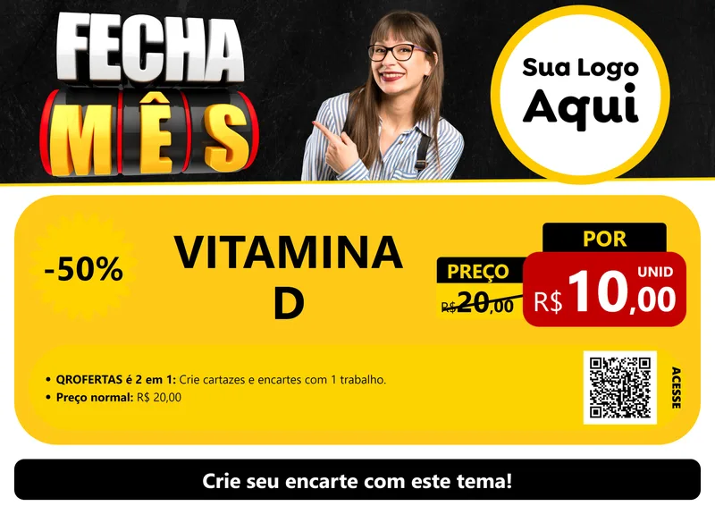 Modelo de Cartaz para Cartaz A4 Horizontal com o tema Fecha Mês para Farmácia