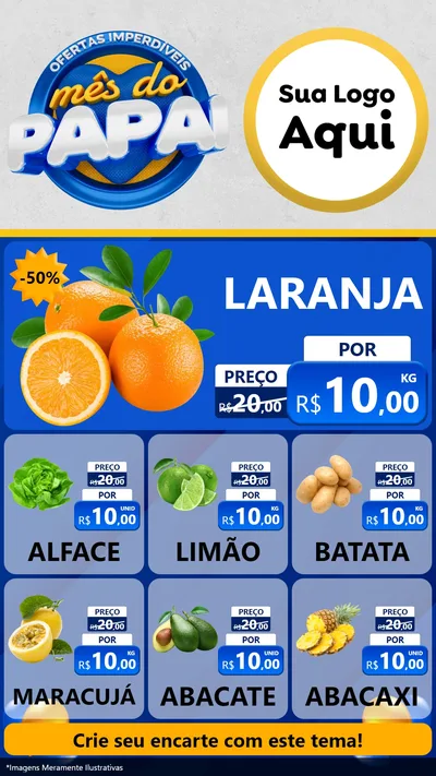 Modelo de Rede Social para Stories com o tema Ofertas Imperdíveis Mês Do Papai para Hortifrúti