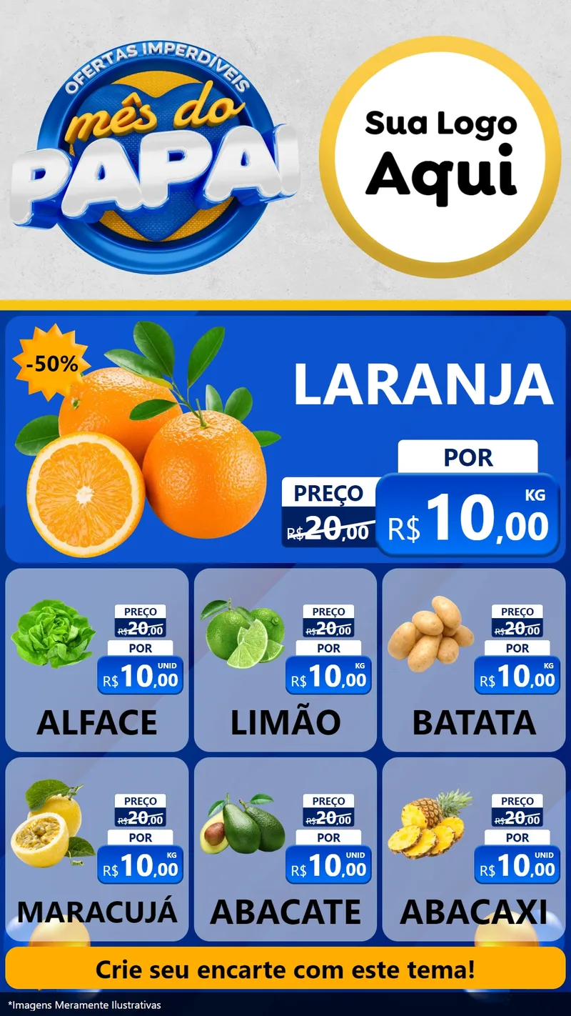 Modelo de Rede Social para Stories com o tema Ofertas Imperdíveis Mês Do Papai para Hortifrúti