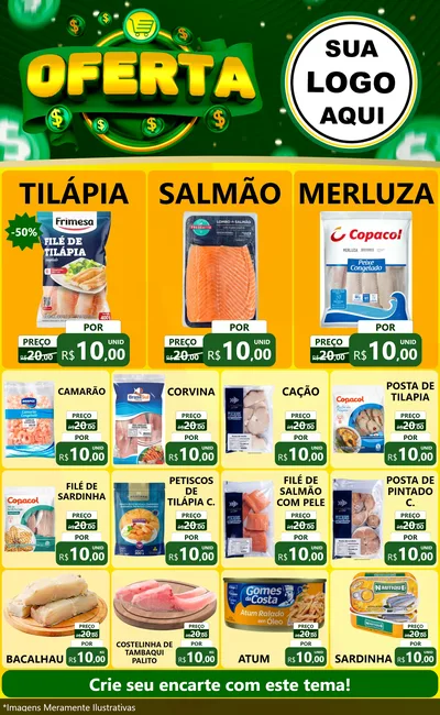 Modelo de Encarte para Encarte Grande com o tema Oferta para Peixaria