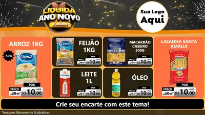 Modelo de TV para TV Horizontal com o tema Liquida Ano Novo É Aqui! para Supermercado