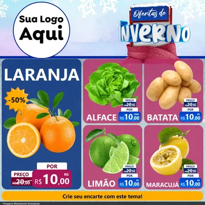 Modelo de Rede Social para Feed Facebook com o tema Ofertas de Inverno para Hortifrúti