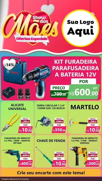 Modelo de Rede Social para Stories com o tema Show das Mães - Ofertas Especiais para Maquinas e Ferramentas