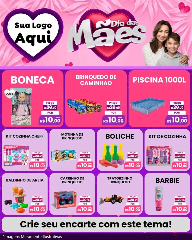 Modelo de Rede Social para Feed Instagram com o tema Dia das Mães para Brinquedos