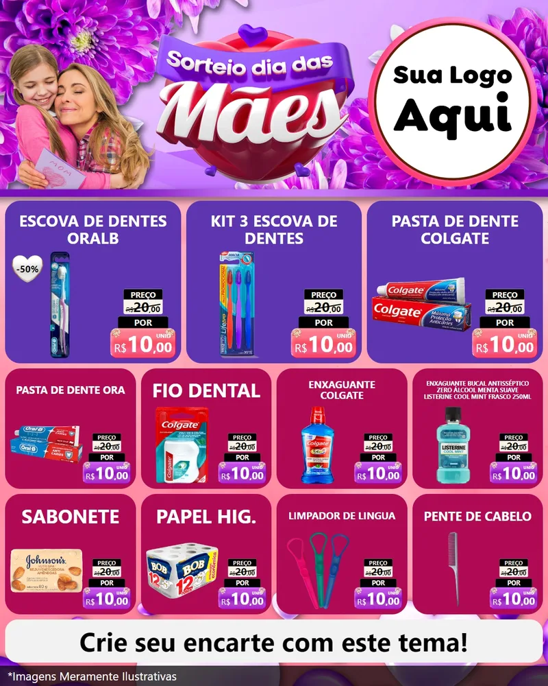 Modelo de Rede Social para Feed Instagram com o tema Sorteio Dia das Mães para Higiene Pessoal