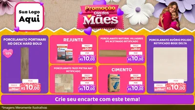 Modelo de TV para TV Horizontal com o tema Promoção Dia das Mães para Pisos e revestimentos