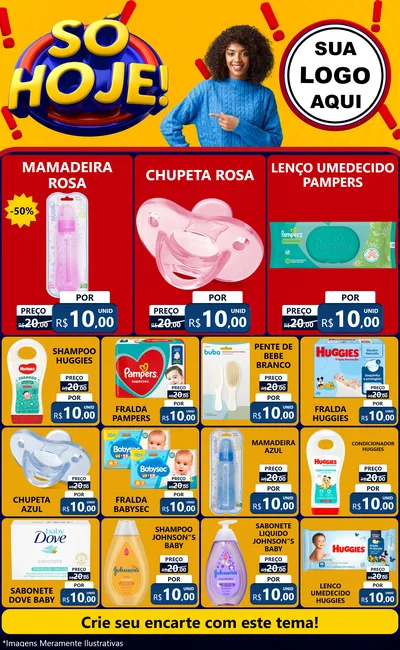 Modelo de Encarte para Encarte Grande com o tema Só Hoje! para Bebês