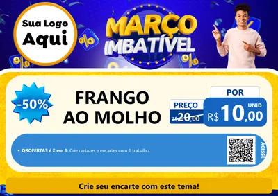 Modelo de Cartaz para Cartaz A4 Horizontal com o tema Março Imbatível para Restaurante