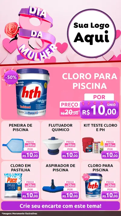 Modelo de Rede Social para Stories com o tema Dia da Mulher para Produtos para Piscina