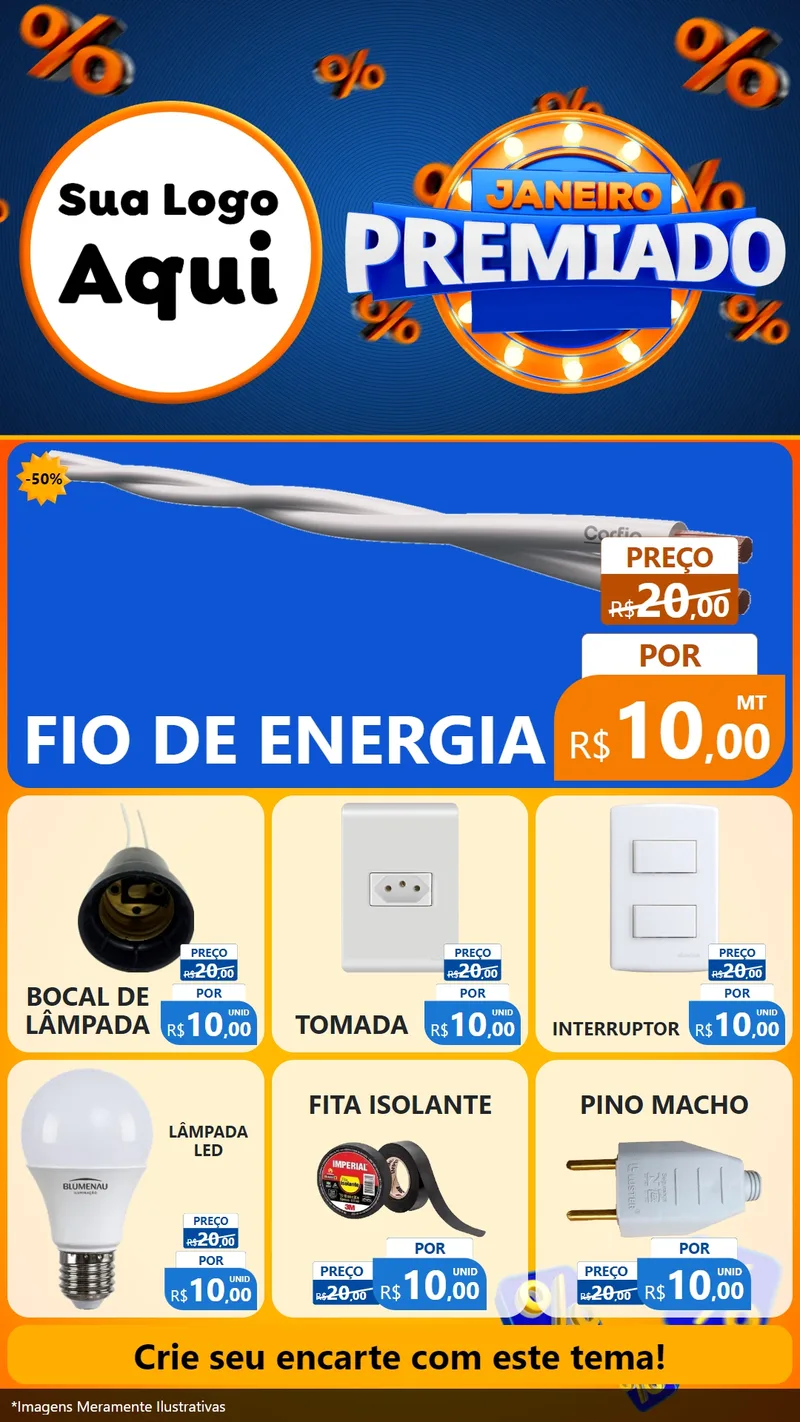 Modelo de Rede Social para Stories com o tema Janeiro Premiado para Materiais Elétricos