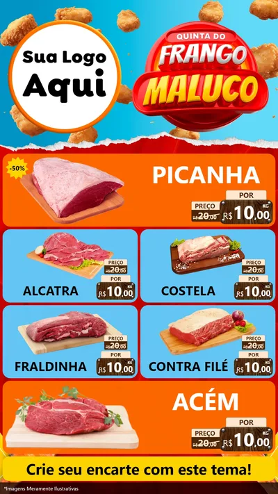 Modelo de TV para TV Vertical com o tema Quinta do Frango Maluco para Açougue
