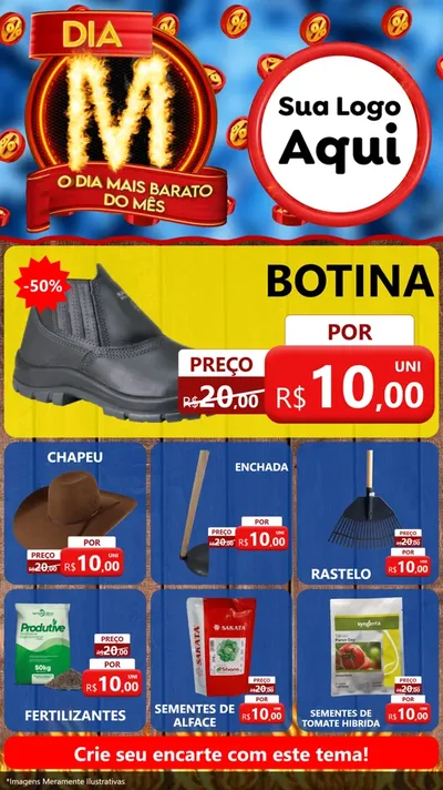 Modelo de Rede Social para Stories com o tema Dia M - O Dia Mais Barato Do Mês para Agropecuária