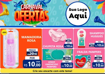 Modelo de Encarte para Encarte A4 Horizontal com o tema Carnaval de Ofertas para Bebês