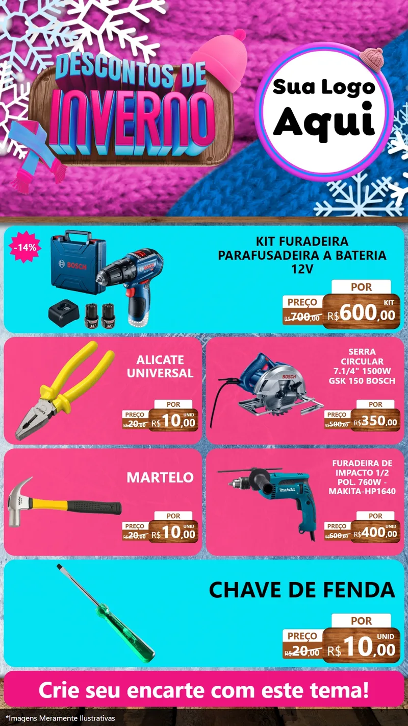 Modelo de TV para TV Vertical com o tema Descontos de Inverno para Maquinas e Ferramentas
