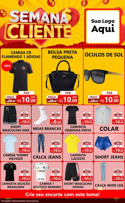 Modelo de Encarte para Encarte Grande com o tema Semana do Cliente para Roupas e acessórios