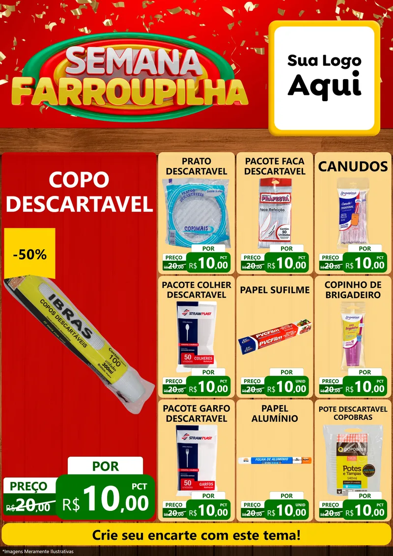 Modelo de Encarte para Encarte A4 Vertical com o tema Semana Farroupilha para Embalagens