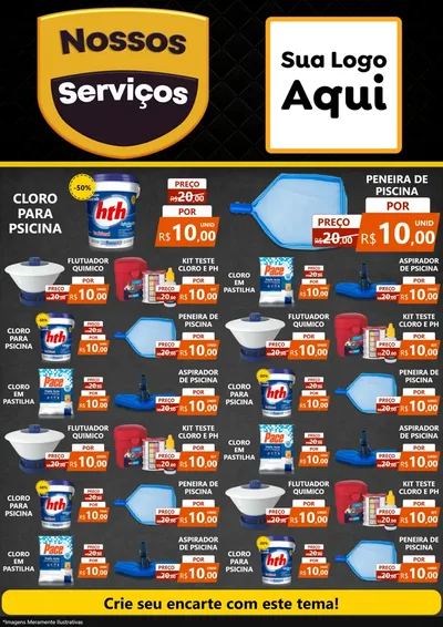 Modelo de Encarte para Encarte A4 Vertical com o tema Nossos Serviços para Produtos para Piscina