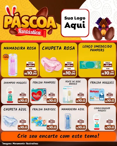Modelo de Rede Social para Feed Instagram com o tema Páscoa Fantástica para Bebês