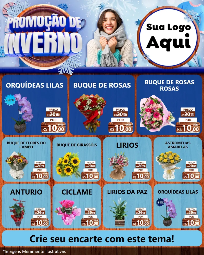 Modelo de Rede Social para Feed Instagram com o tema Promoção de Inverno para Floricultura e jardim