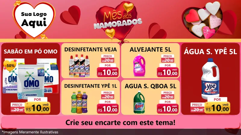Modelo de TV para TV Horizontal com o tema Mês dos Namorados para Produtos de Limpeza