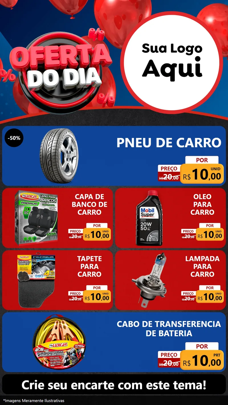 Modelo de TV para TV Vertical com o tema Oferta do Dia para Auto peças