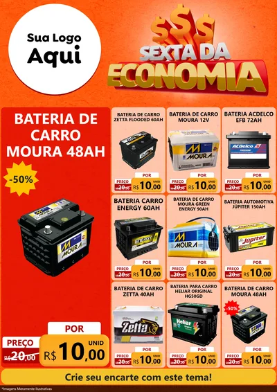 Modelo de Encarte para Encarte A4 Vertical com o tema Sexta da Economia para Baterias Elétricas
