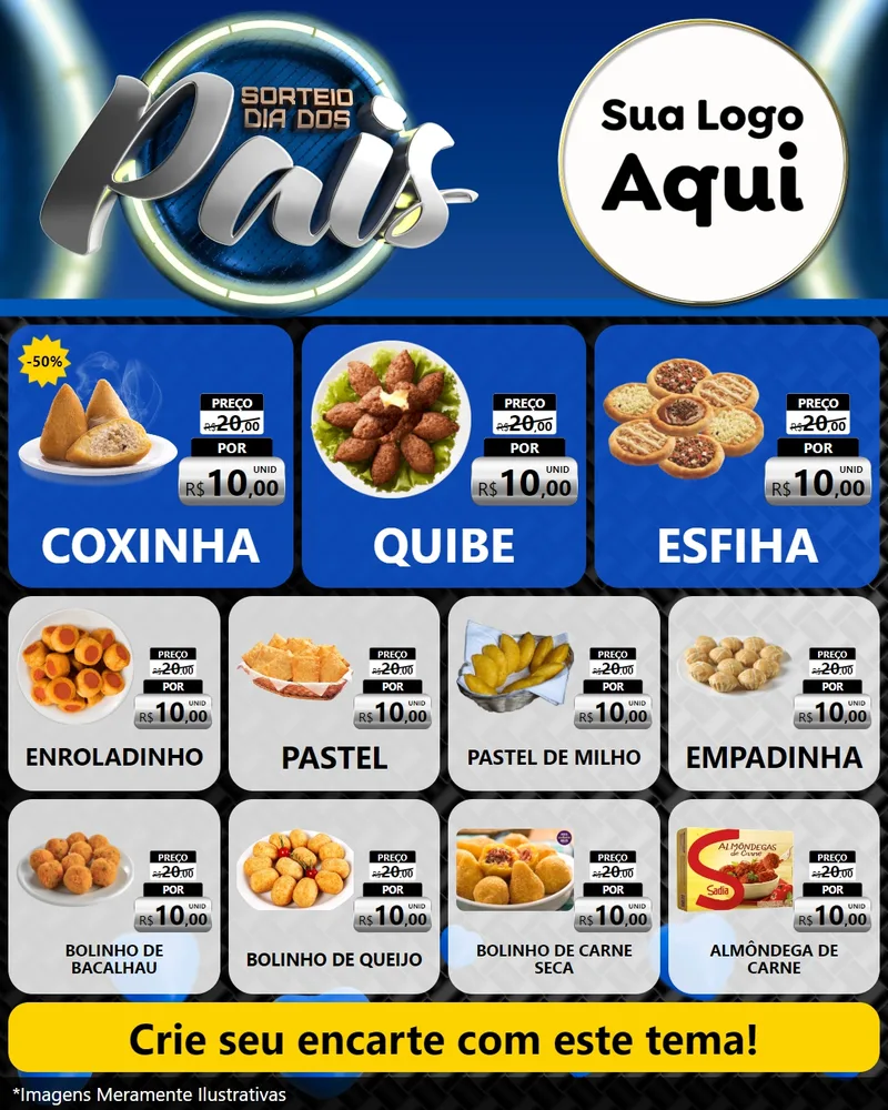Modelo de Rede Social para Feed Instagram com o tema Sorteio Dia Dos Pais para Salgadaria