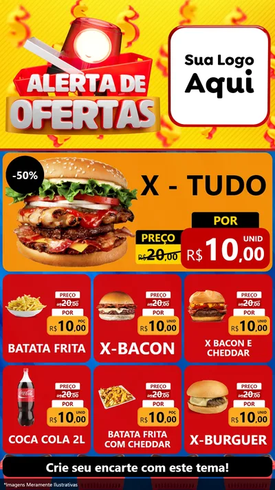 Modelo de Rede Social para Stories com o tema Alerta de Ofertas para Hamburgueria