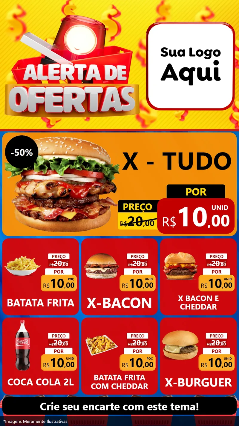 Modelo de Rede Social para Stories com o tema Alerta de Ofertas para Hamburgueria