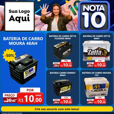 Modelo de Rede Social para Feed Facebook com o tema Nota 10 para Baterias Elétricas