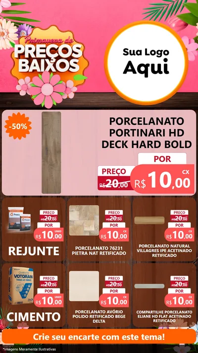 Modelo de Rede Social para Stories com o tema Primavera de Preços Baixos para Pisos e revestimentos