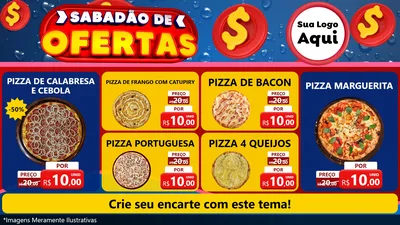 Modelo de TV para TV Horizontal com o tema Sabadão de Ofertas para Pizzaria
