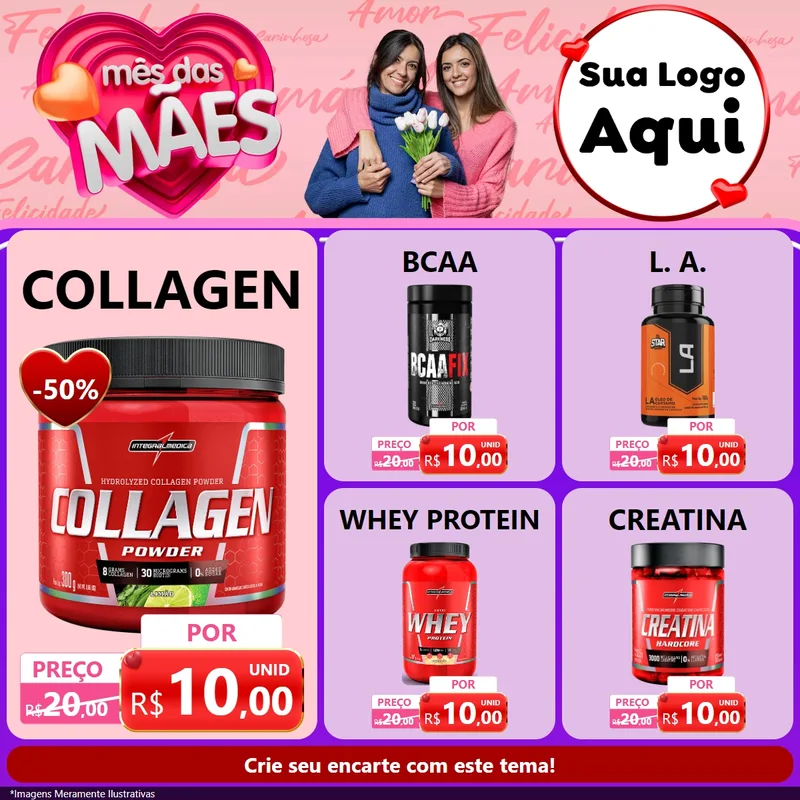 Modelo de Rede Social para Feed Facebook com o tema Mês Das Mães para Suplementos alimentares