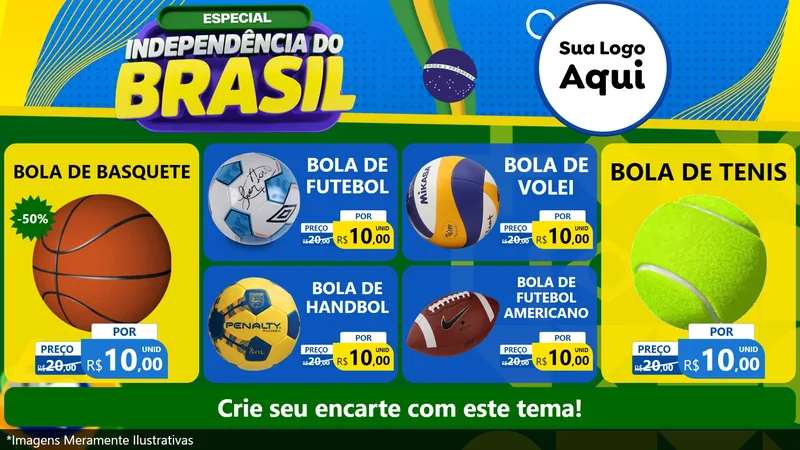 Modelo de TV para TV Horizontal com o tema Especial Independência do Brasil para Artigos Esportivos