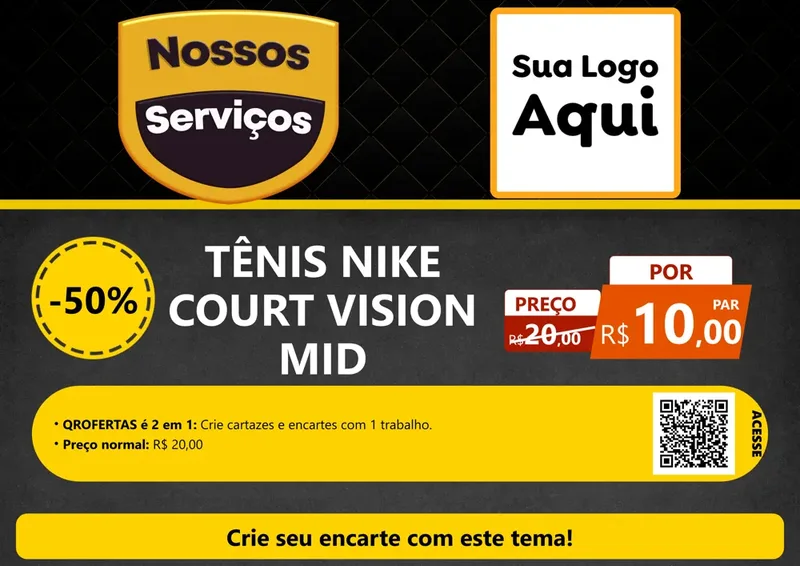 Modelo de Cartaz para Cartaz A4 Horizontal com o tema Nossos Serviços para Calçados
