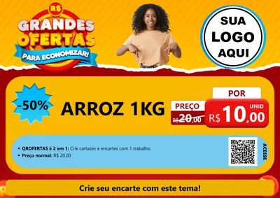 Modelo de Cartaz para Cartaz A4 Horizontal com o tema Grandes Ofertas Para Economizar! para Supermercado