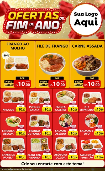 Modelo de Encarte para Encarte Grande com o tema Ofertas de Fim de Ano para Restaurante