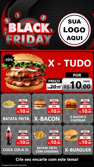 Modelo de Rede Social para Stories com o tema Black Friday para Hamburgueria