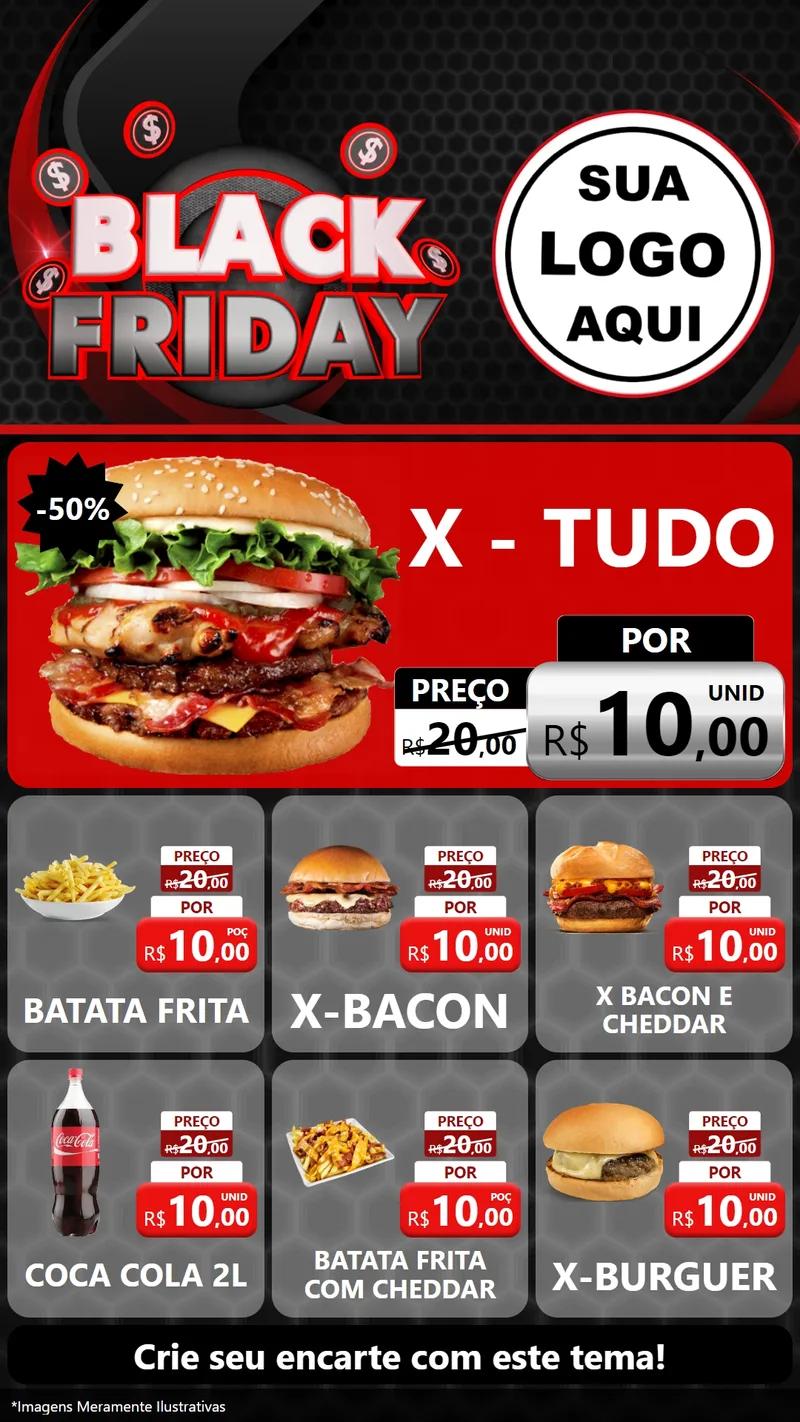 Modelo de Rede Social para Stories com o tema Black Friday para Hamburgueria