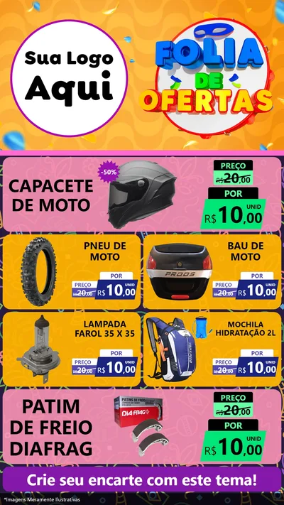 Modelo de TV para TV Vertical com o tema Folia de Ofertas para Moto peças