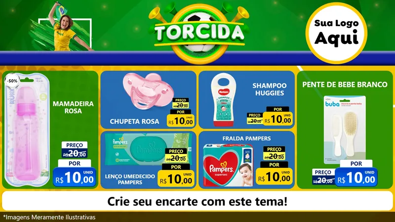 Modelo de TV para TV Horizontal com o tema Torcida para Bebês