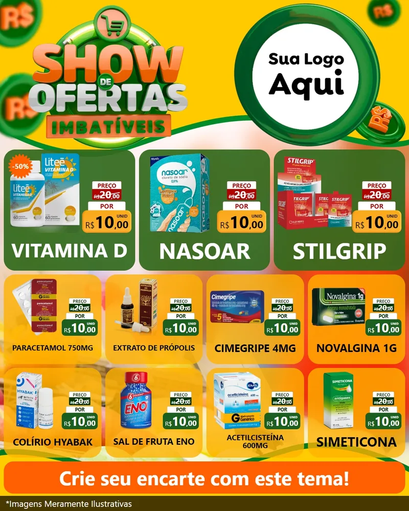 Modelo de Rede Social para Feed Instagram com o tema Show de Ofertas Imbatíveis para Farmácia