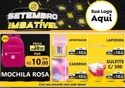 Modelo de Encarte para Encarte A4 Horizontal com o tema Setembro Imbatível para Papelaria
