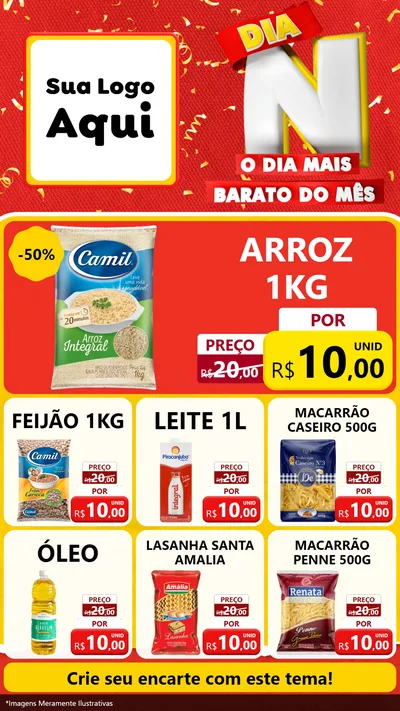 Modelo de Rede Social para Stories com o tema Dia N o Dia Mais Barato do Mês para Supermercado