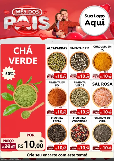 Modelo de Encarte para Encarte A4 Vertical com o tema Mês dos Pais para Produtos Naturais