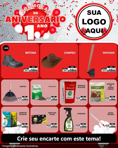 Modelo de Rede Social para Feed Instagram com o tema Promoção de Aniversário - 1 Ano para Agropecuária