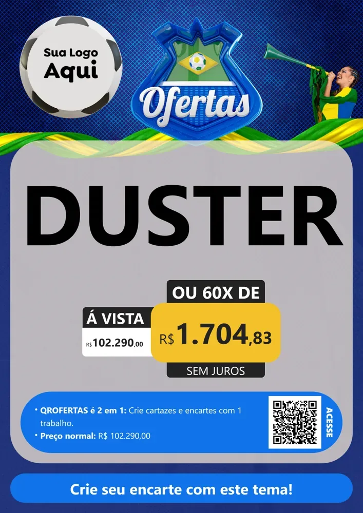 Modelo de Cartaz para Cartaz A4 Vertical com o tema Ofertas (Futebol) para Concessionaria de Carros